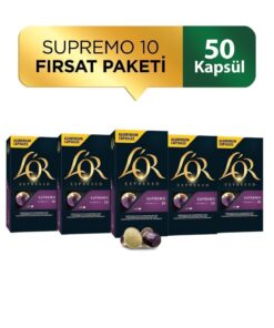 L'OR Supremo Intensity 10 Nespresso Uyumlu Kapsül Kahve Fırsat Paketi 10 Adet x 5 Paket