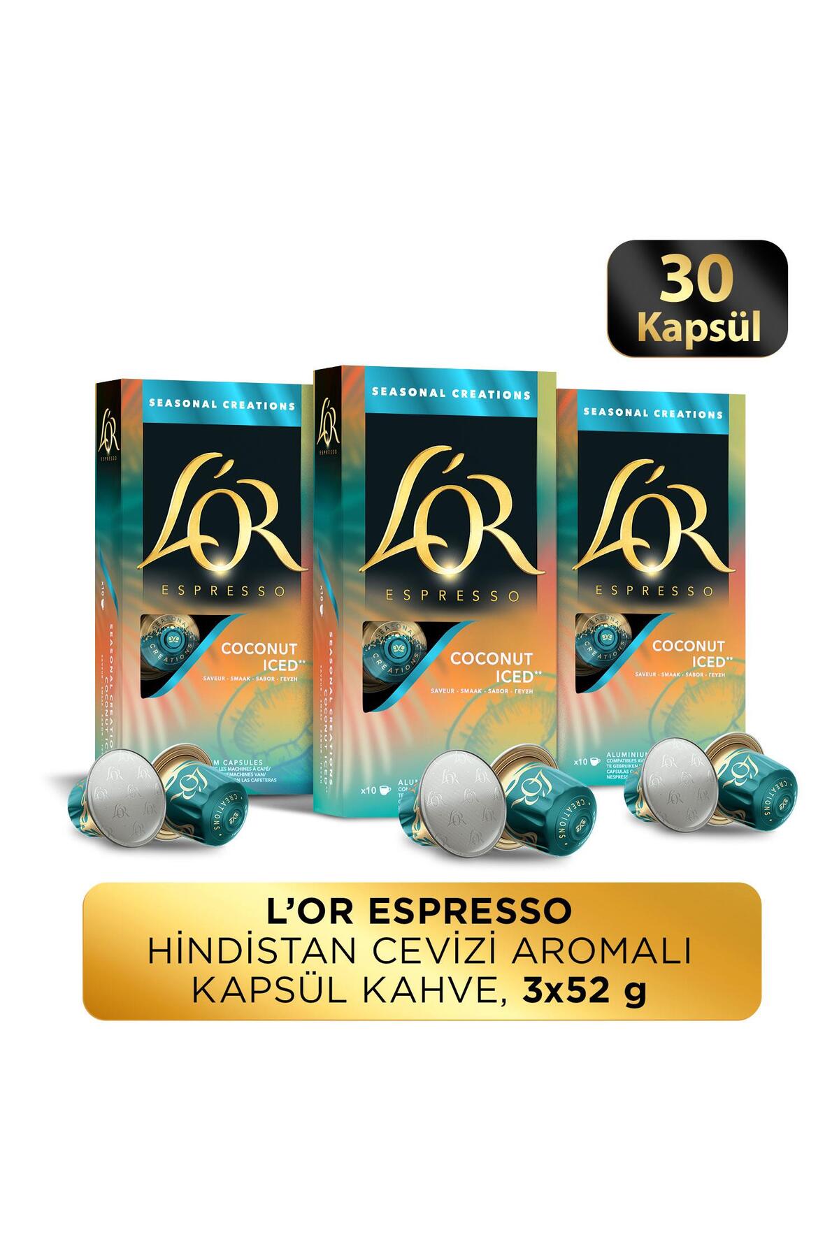 L'OR Hindistan Cevizli Aromalı Nespresso Uyumlu Alüminyum Kapsül Kahve 30'lu