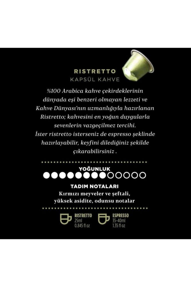 Kahve Dünyası Ristretto Kapsül Kahve 10'lu Kutu Nespresso Ile Uyumlu - Görsel 3