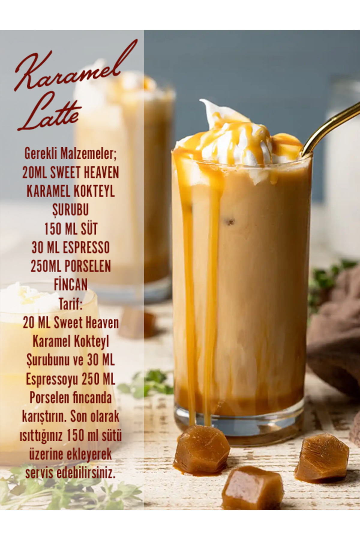 sweet heaven Karamel ve Vanilya 2li Kahve Şurubu 700ml Pompa Hediyeli - Görsel 3