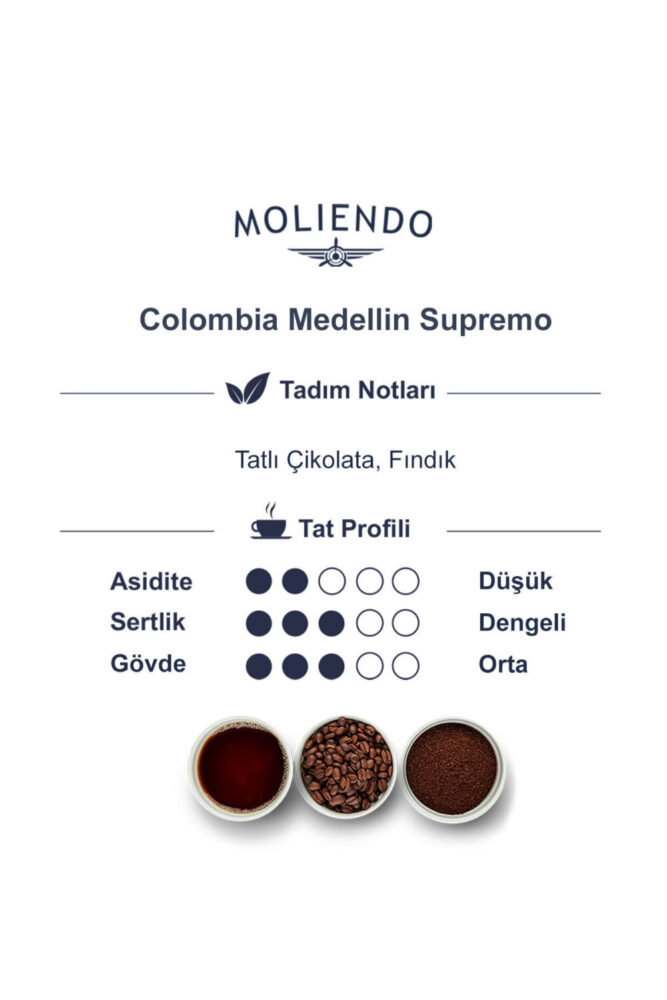 Moliendo Colombia Medellin Supremo Yöresel Kahve (Çekirdek Kahve) 250 g - Görsel 3