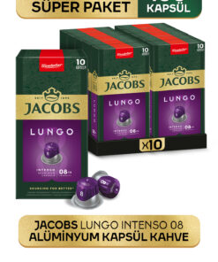Jacobs Lungo 8 Intenso Nespresso Uyumlu Alüminyum Kapsül Kahve 10 Adet X 10 Paket