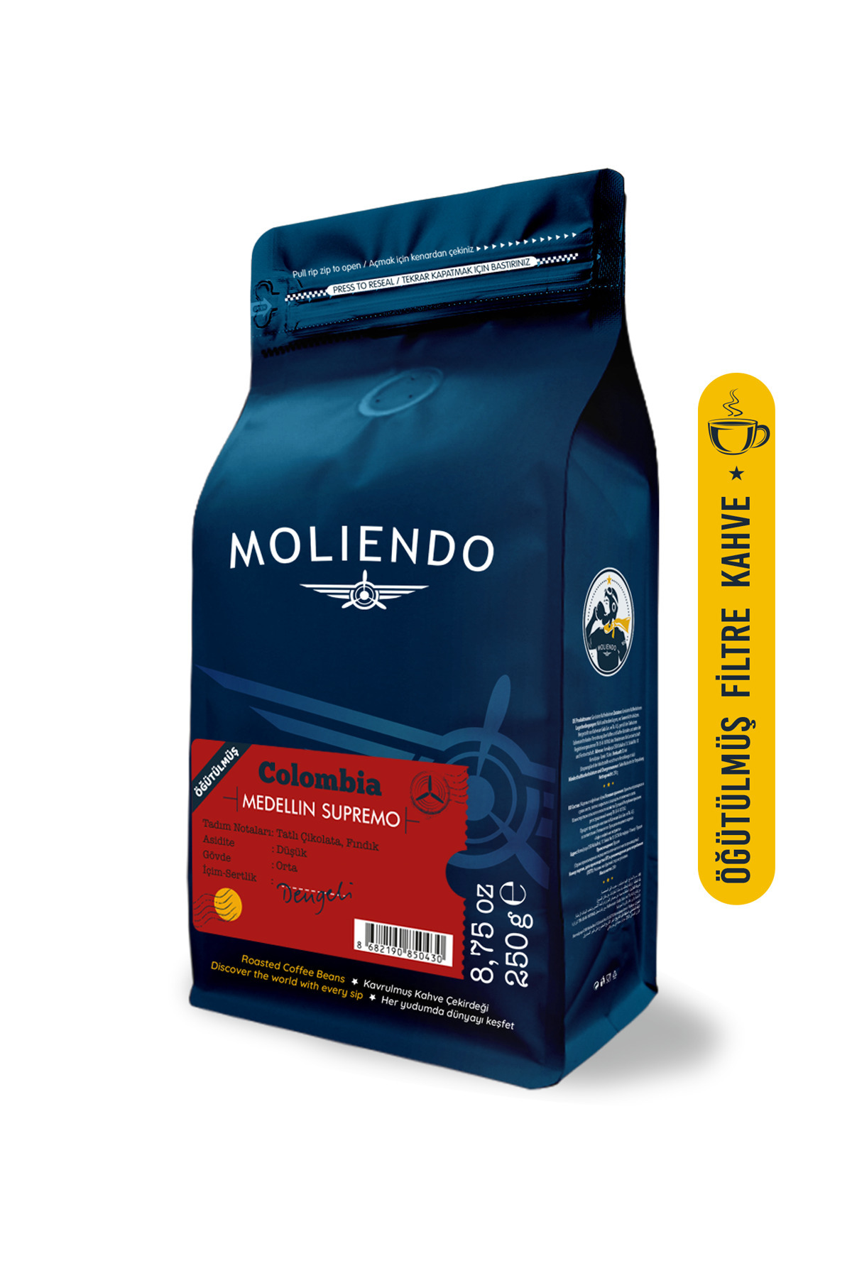 Moliendo Colombia Medellin Supremo Yöresel Kahve (Öğütülmüş Filtre Kahve) 250 g