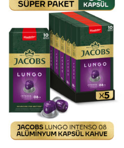Jacobs Lungo 8 Intenso Nespresso Uyumlu Alüminyum Kapsül Kahve 10 Adet X 5 Paket