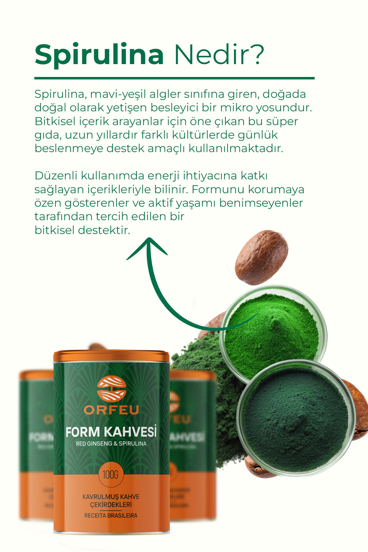 ORFEU Form Kahvesi – Detox Tok Tutan Kahve | Red Ginseng & Spirulina | 100 G - Görsel 3
