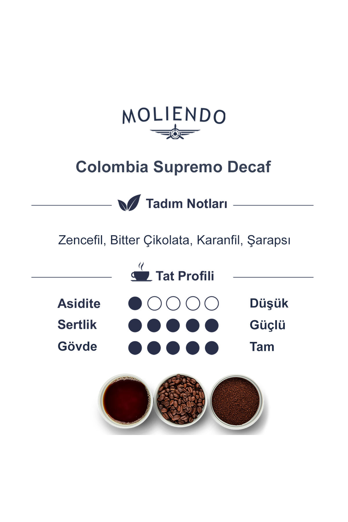 Moliendo Colombia Supremo Decaf (KAFEİNSİZ) Yöresel Kahve (Çekirdek Kahve) 250 g - Görsel 3