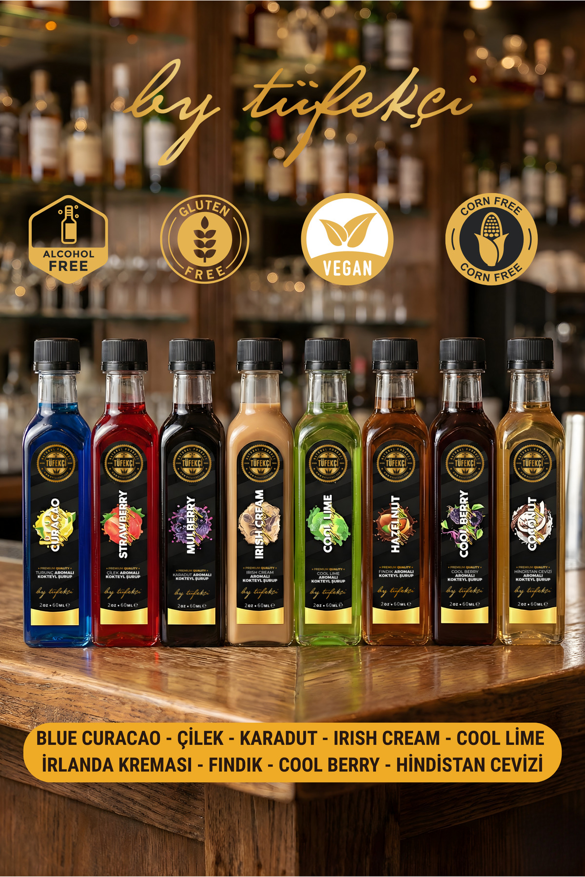 By Tüfekçi 8’li Avantajlı Özel Deneme Seti | Gerçek Şeker Pancarı Kahve ve Kokteyl Şurubu (8x60 ml)