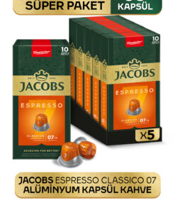 Jacobs Espresso 7 Classico Nespresso Uyumlu Alüminyum Kapsül Kahve 10 Adet X 5 Paket