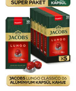 Jacobs Lungo 6 Classic Nespresso Uyumlu Alüminyum Kapsül Kahve 10 Adet X 5 Paket