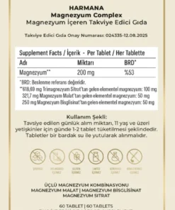 HARMANA Magnezyum Complex (Bisglisinat, Sitrat, Malat)60 Tablet - Görsel 3