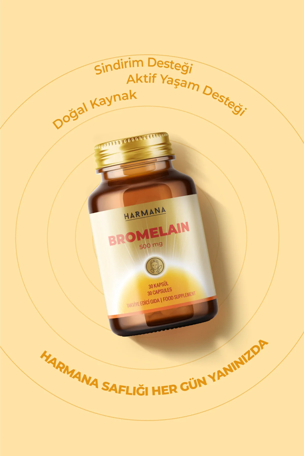 HARMANA Bromelain 500 mg Takviye Edici Gıda 30 Kapsül