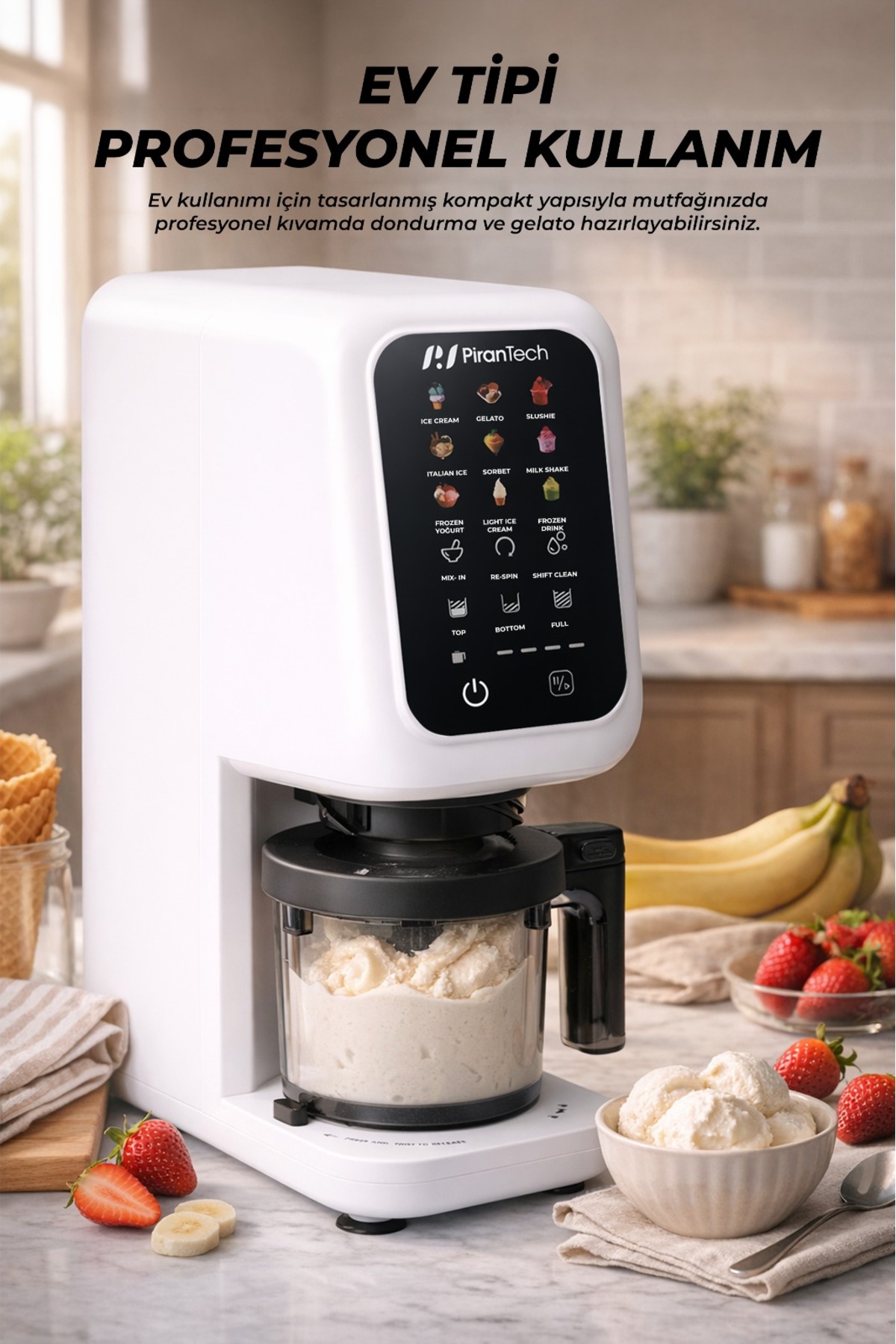 PiranTech DM-26 700W Dondurma Makinesi | Jelato, Sorbe, Milkshake Yapma Makinesi - Görsel 3