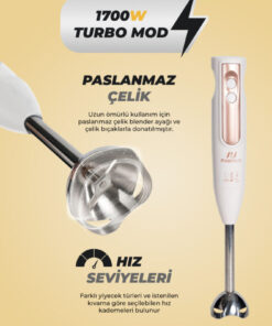 PiranTech YH-1420 Mutfak Robotu – El Blenderı, Doğrayıcı, Rende ve Çırpıcı Seti - Görsel 3