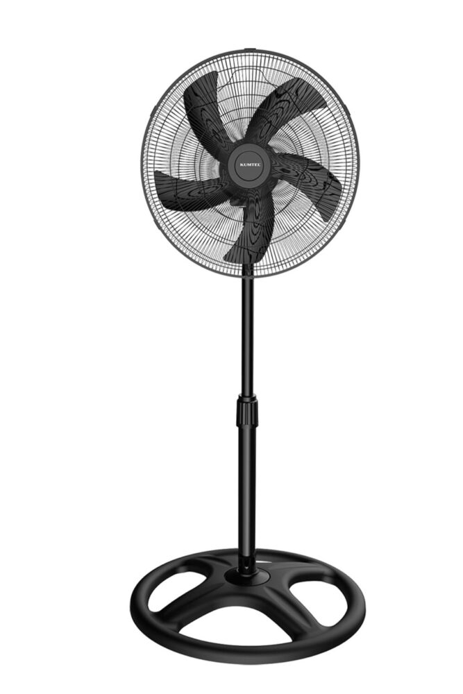 KUMTEL KTF-345 Siyah 18 İnç Ayaklı Vantilatör 60 W, 5 Pervaneli, 3 Kademeli, 132 cm - Görsel 2