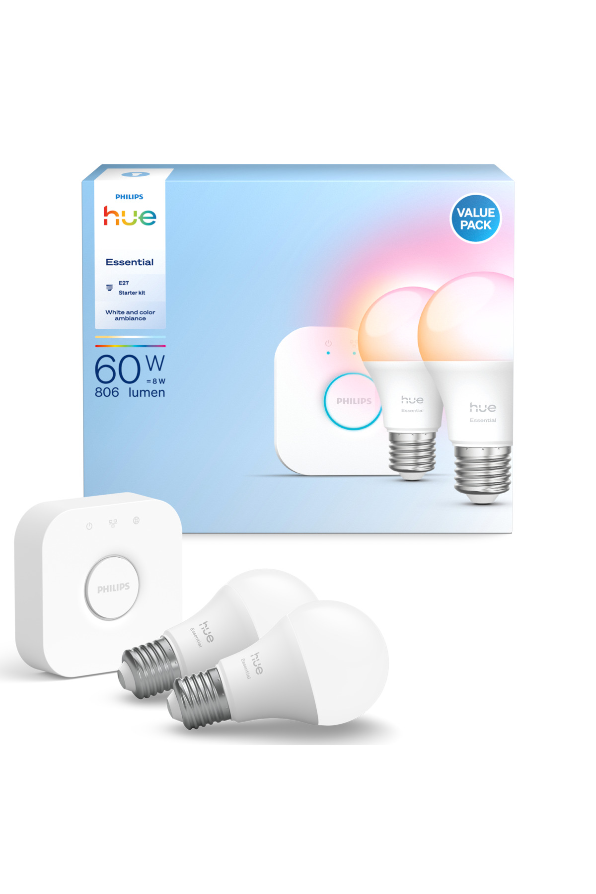 Philips Hue Essential 2'li E27 Ampul Başlangıç Seti 806 Lumen