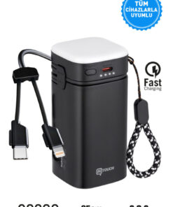 İntouch 20.000 Mah 22,5W PD Hızlı Kablolu Kamp Lambası Outdoor Serisi Powerbank Fast Led Lamba