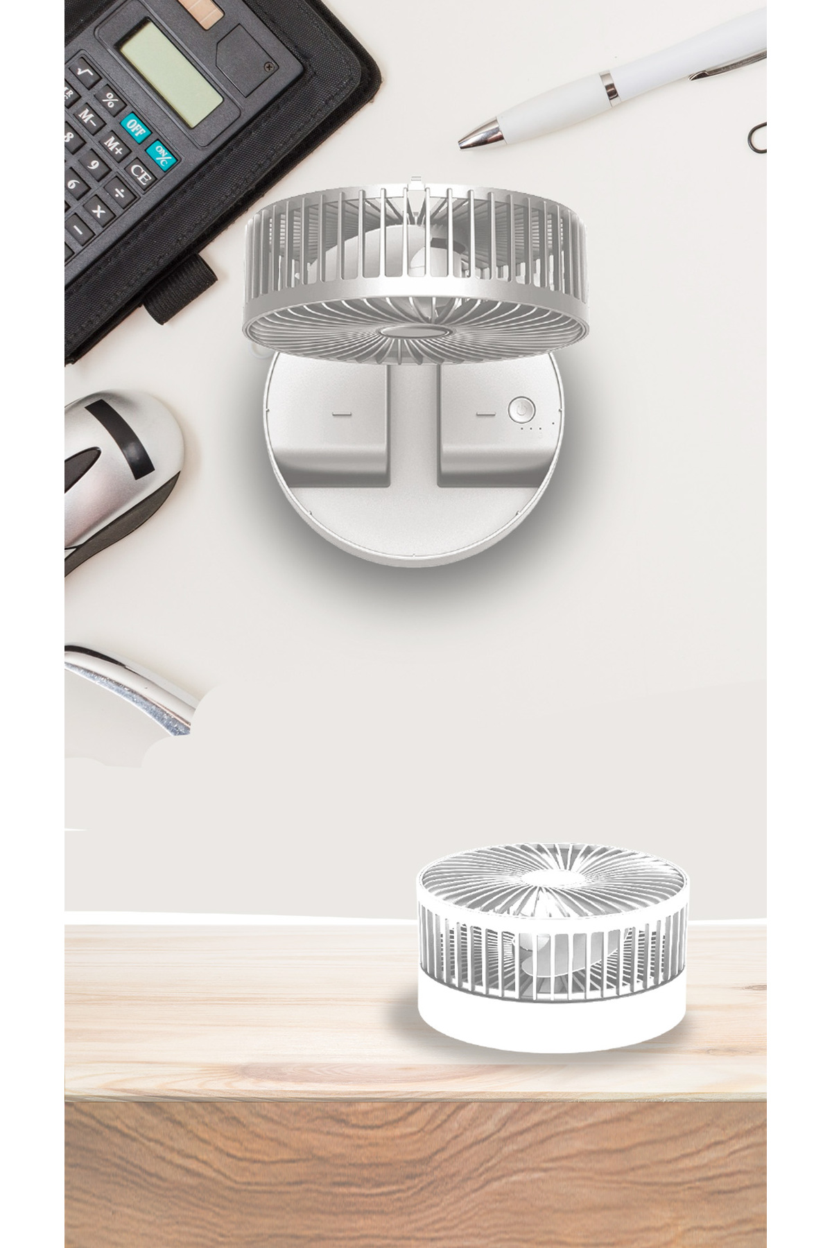 Kiwi Kfan-7608 Şarjlı Beyaz Katlanılabilir Mini Fan Masa Üstü Vantilatörü Usb Soğutucu Sessiz El Fanı - Görsel 3