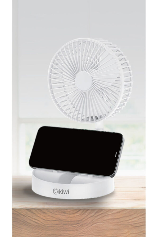 Kiwi Kfan-7608 Şarjlı Beyaz Katlanılabilir Mini Fan Masa Üstü Vantilatörü Usb Soğutucu Sessiz El Fanı - Görsel 2