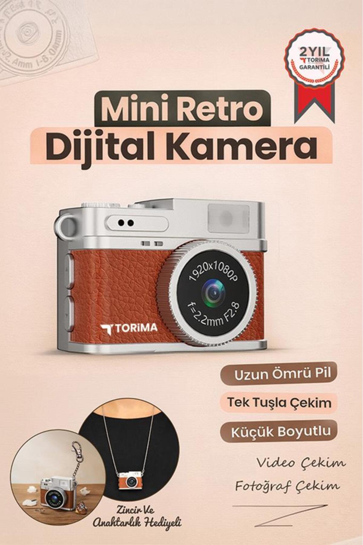 Torima Mini Dijital Kamera Selfie Video Vlog Kamerası Mini Anahtarlık 1080P CMR35 Kahverengi
