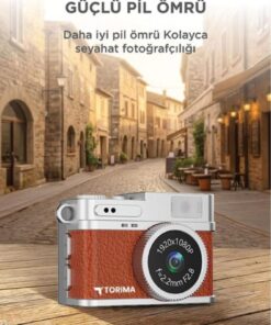 Torima Mini Dijital Kamera Selfie Video Vlog Kamerası Mini Anahtarlık 1080P CMR35 Kahverengi - Görsel 3