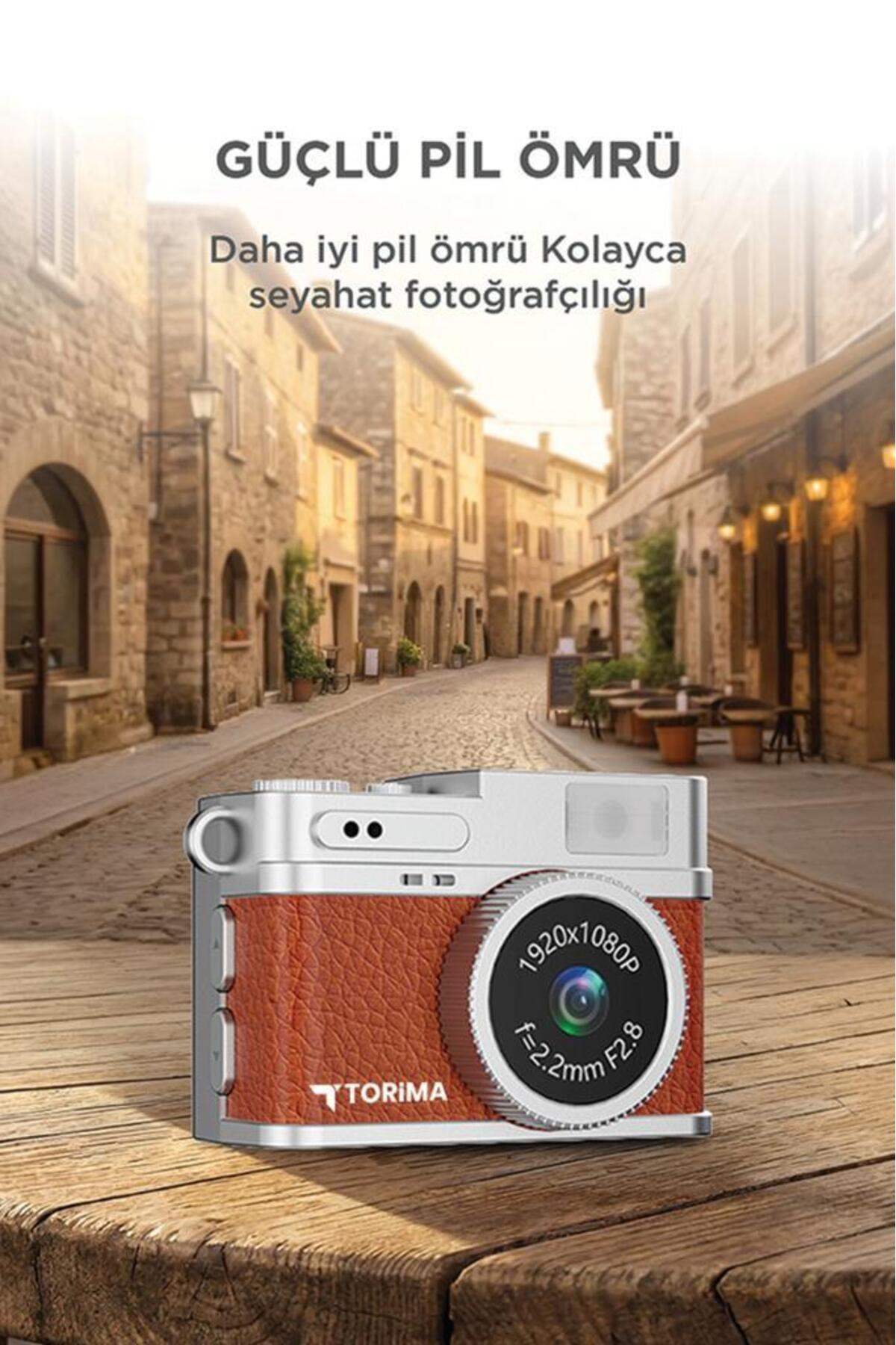 Torima Mini Dijital Kamera Selfie Video Vlog Kamerası Mini Anahtarlık 1080P CMR35 Kahverengi - Görsel 3