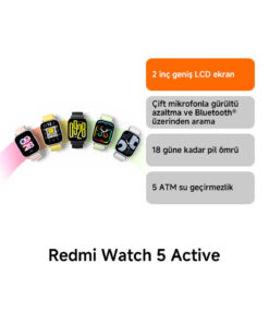 Alternative view of Xiaomi Redmi Watch 5 Active Akıllı Saat Siyah (Xiaomi Türkiye Garantili) Sesli Görüşme Özellikli
