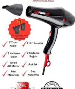 Powertec TR-901 Turbo Profesyonel 2500W Fön Makinesi & Saç Kurutma Makinesi
