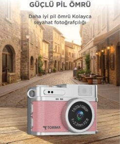 Torima Mini Dijital Kamera Selfie Video Vlog Kamerası Mini Anahtarlık 1080P CMR35 Pembe - Görsel 3