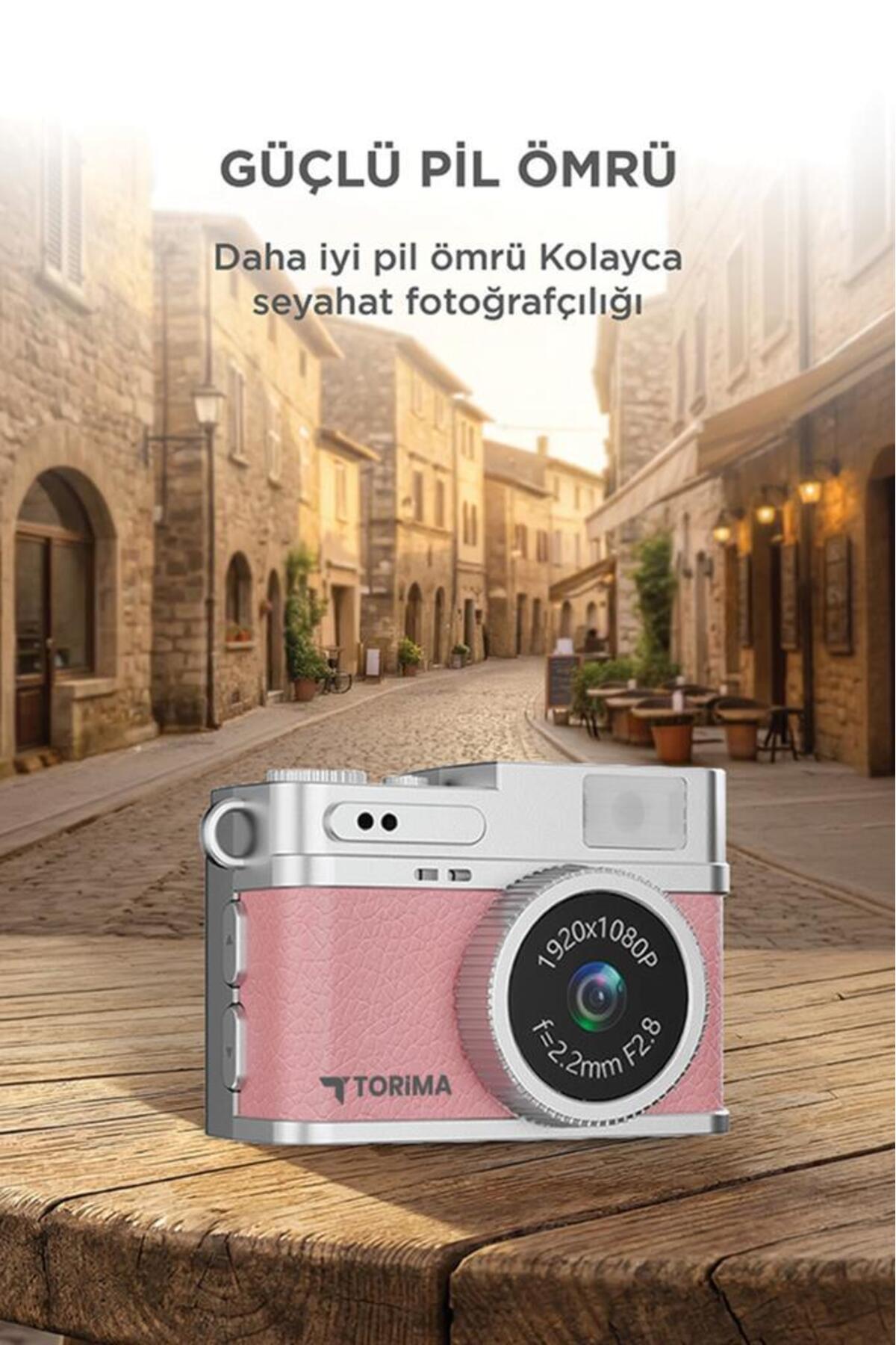Torima Mini Dijital Kamera Selfie Video Vlog Kamerası Mini Anahtarlık 1080P CMR35 Pembe - Görsel 3