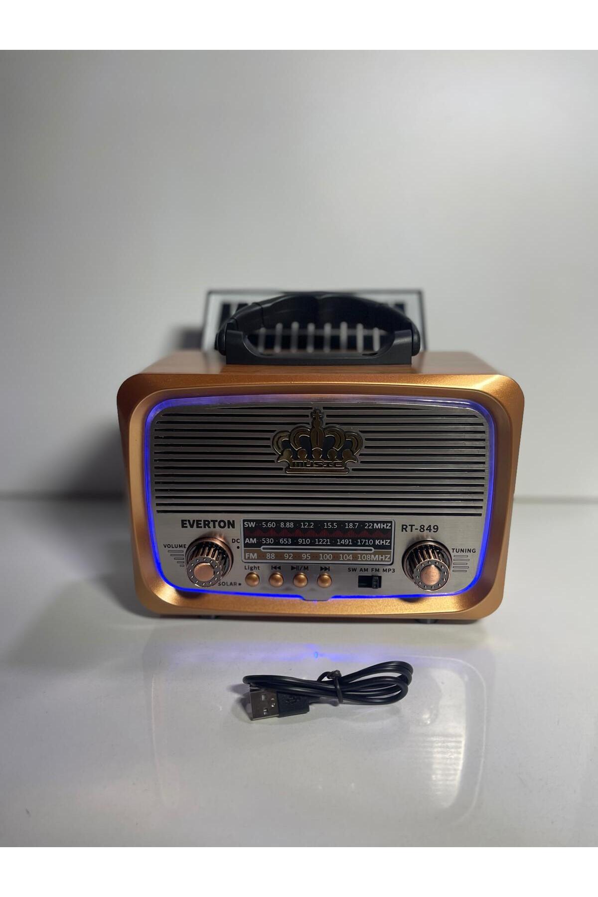 BLOMSTER Everton RT-849 Nostalji Solar Güneş Enerjili Ledli Bluetooth/USB/Sd kart/ Radyo müzik çalar - Görsel 3