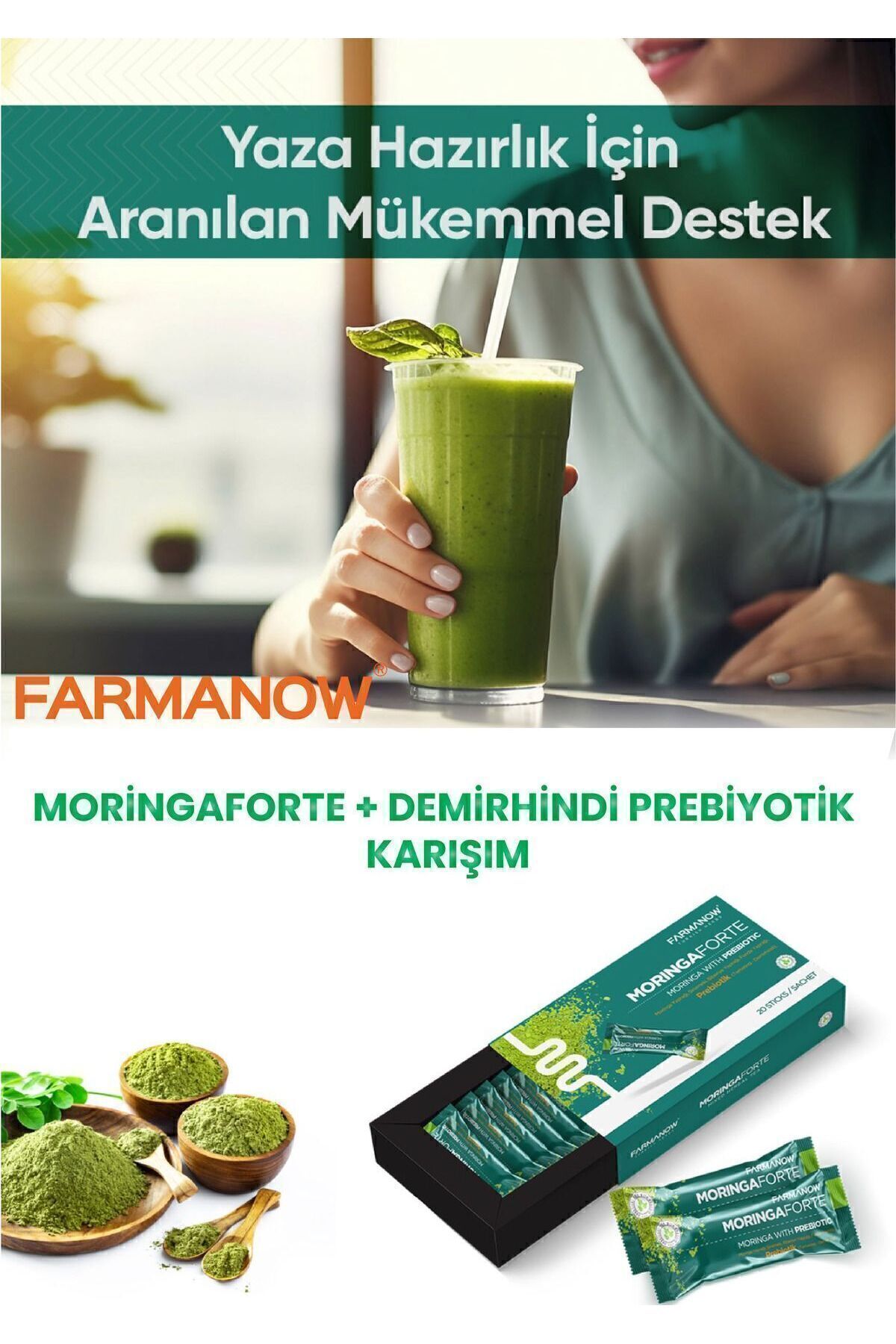 FARMANOW Moringaforte & Prebiyotik Detox Form Özel Karışım 1 Kutu - Görsel 3