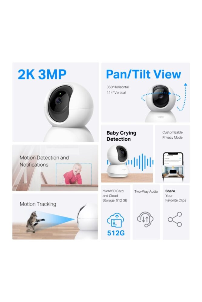 Tp-Link Tapo TC71, 2K 3MP, Çift Yönlü Ses, Bulut/SD Kart Depolama Akıllı Wi-Fi Güvenlik Kamerası - Görsel 2