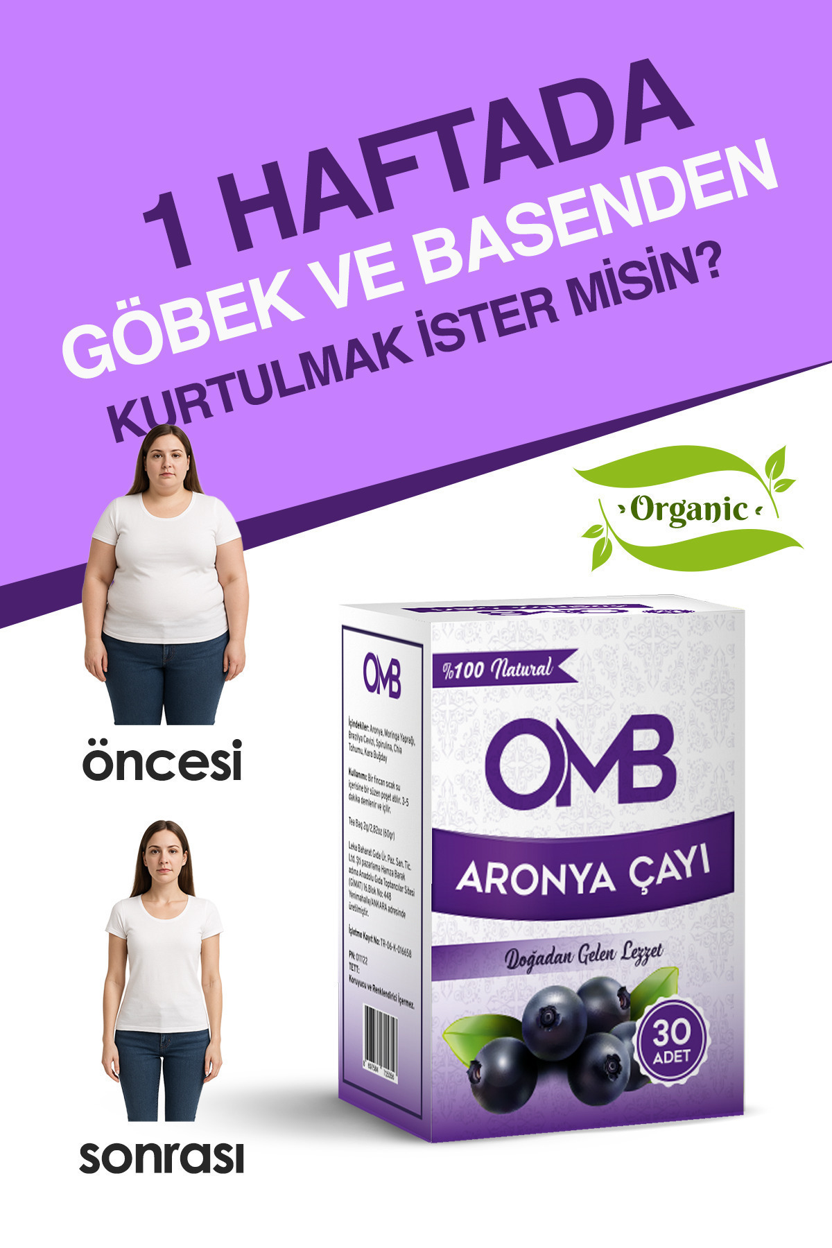 OMB Zayıflamak Yağ-yakici Özel kilo verme yardımcı Özel Karışımlı Detox Etkili Doğal İçerikli Bitkisel Çayı - Görsel 3