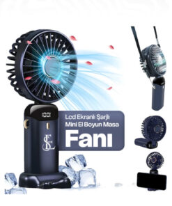 EN SİGA Lcd Ekranlı Şarjlı Mini El Boyun Masa Fanı Seyahat Taşınabilir Fan Aralığı Şarjlı Yüksek Şarj