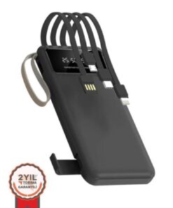Torima Powerbank Dijital Göstergeli Kablolu 4 Çıkışlı 10.000 Mah Taşınabilir Şarj Aleti TRM1011 Siyah