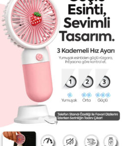 Alternative view of Kitchen Time ÇİLEK Tasarım 3 Kademeli Sessiz Mini El Masa Fan Vantilatör Turbo Üfleme Kademe Taşınabilir Fan