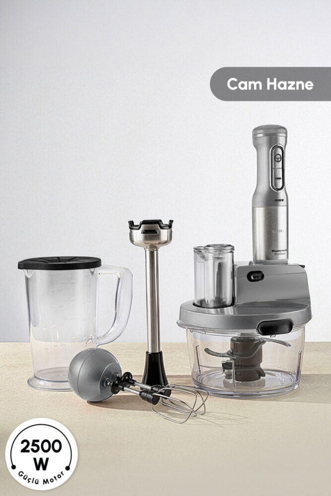 Karaca Mastermaid Prosteel Cam Mutfak Robotu Uzun Blender Ayaklı 6 Bıçaklı 2500 W Galaxy Grey