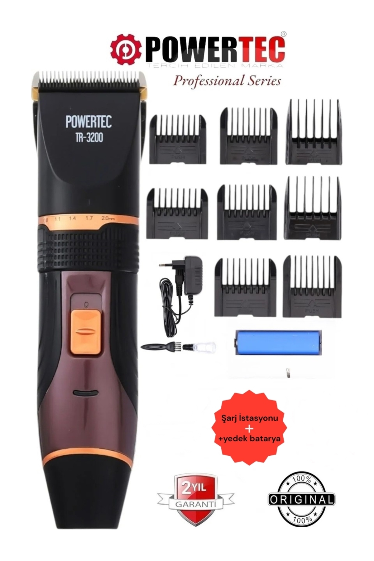 Powertec TR-3200 Profesyonel Şarjlı Saç Sakal Tıraş Makinesi