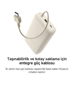 Xiaomi Power Bank USB ve USB-C Portu ve USB-C Entegre Kablo 20000mAh 33W BHR8851GL - Tan - Görsel 2