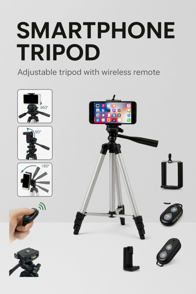 Miomi Tripod Profesyonel Fotoğraf Video Çekimi Kumandalı 106 Cm Tripod Telefon Tutucu - Görsel 2