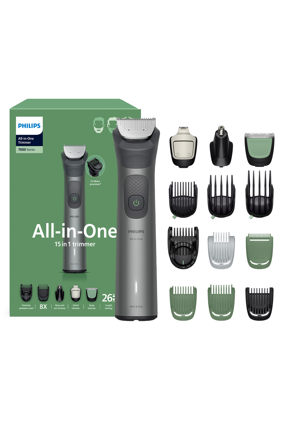 Philips 7000 Serisi 15in1, Erkek Bakım Seti, Yüz/Saç/Vücut Tıraş Makinesi, Islak /Kuru Kullanım, MG7935/15
