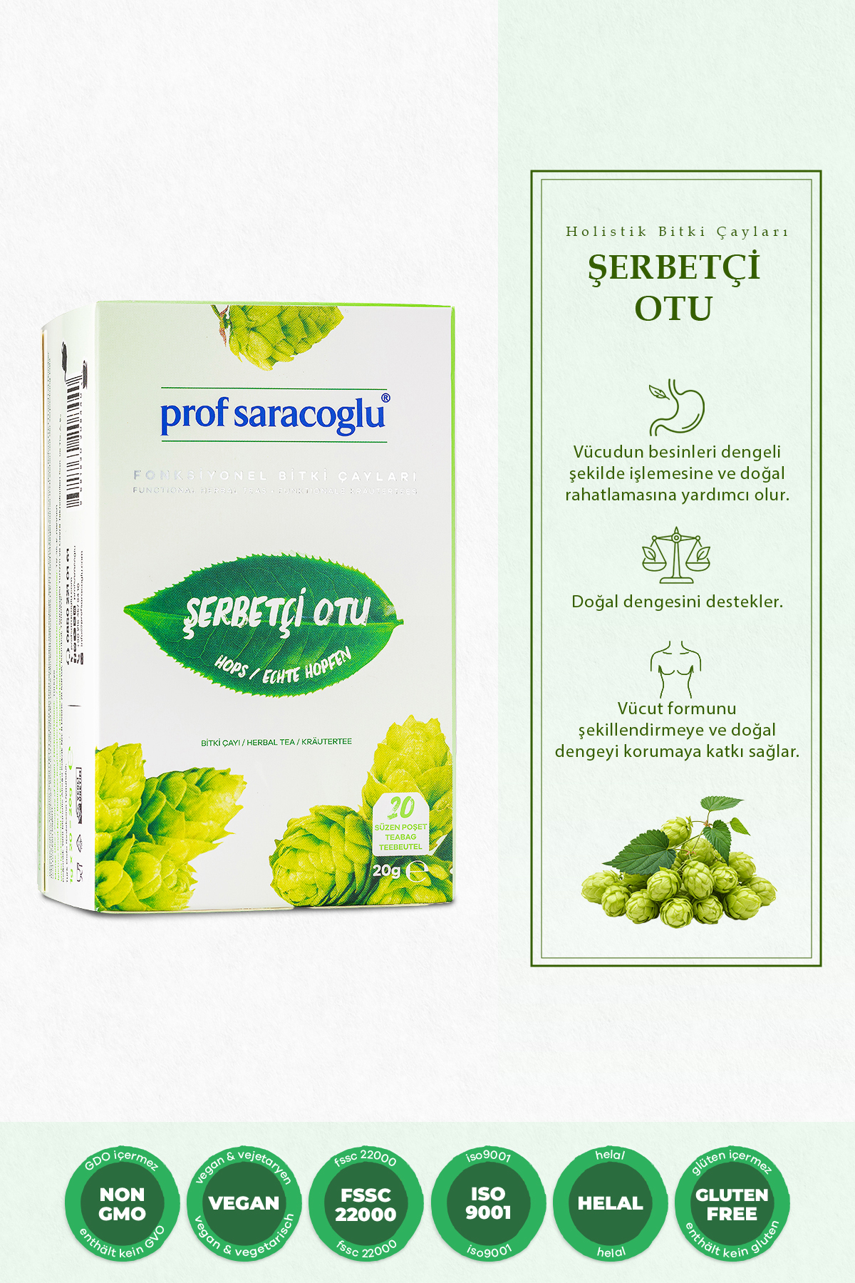 prof saracoglu Şerbetçiotu Bitki Çayı 20'li