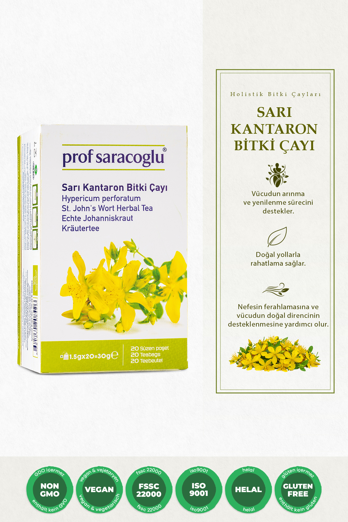 prof saracoglu Sarı Kantaron Bitki Çayı 20'li