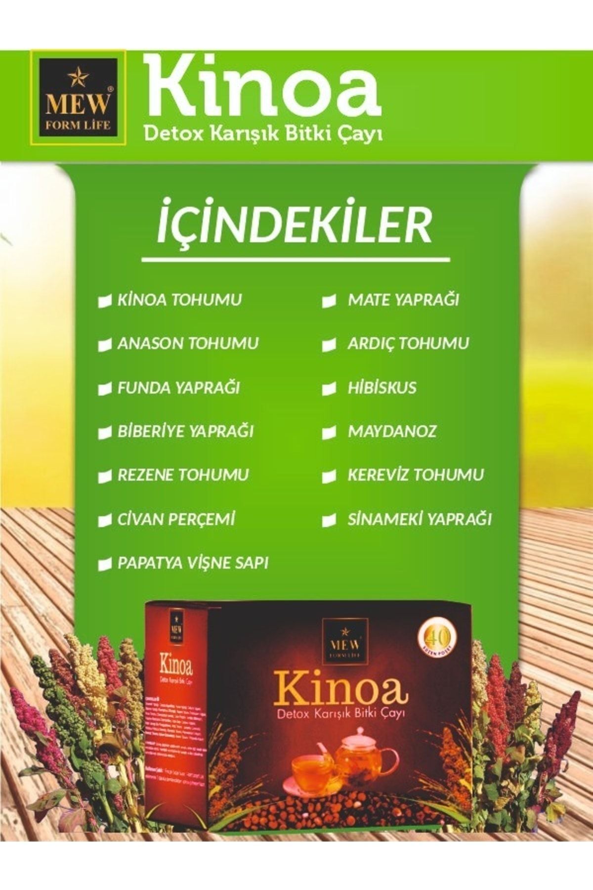 MEW FORM LİFE Kinoa Detox Çayı 40'lı Süzen Poşet 3 Paket - Görsel 3