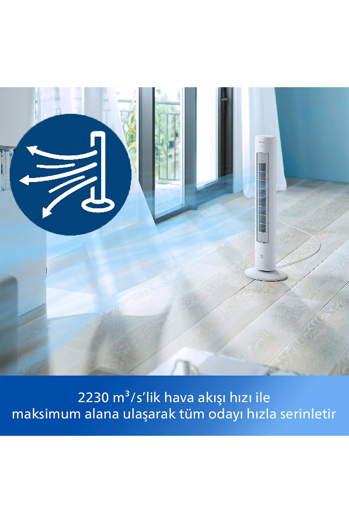 Philips CX5535/00 5000 Serisi Kule Tipi Vantilatör, Uzaktan Kumanda, Aroma Difüzyonu, 40 W, 28 dB, 2230 m3/sa - Görsel 3