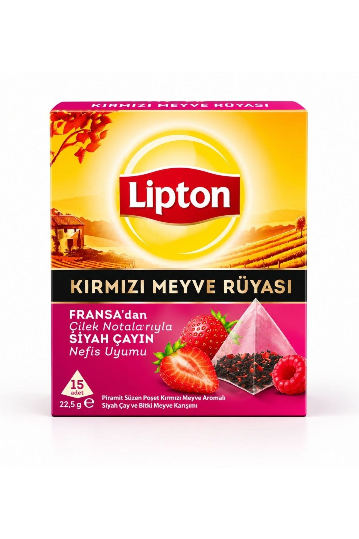 Lipton Kırmızı Meyve Rüyası Çilek Aromalı 15'li Piramit Poşet Çay