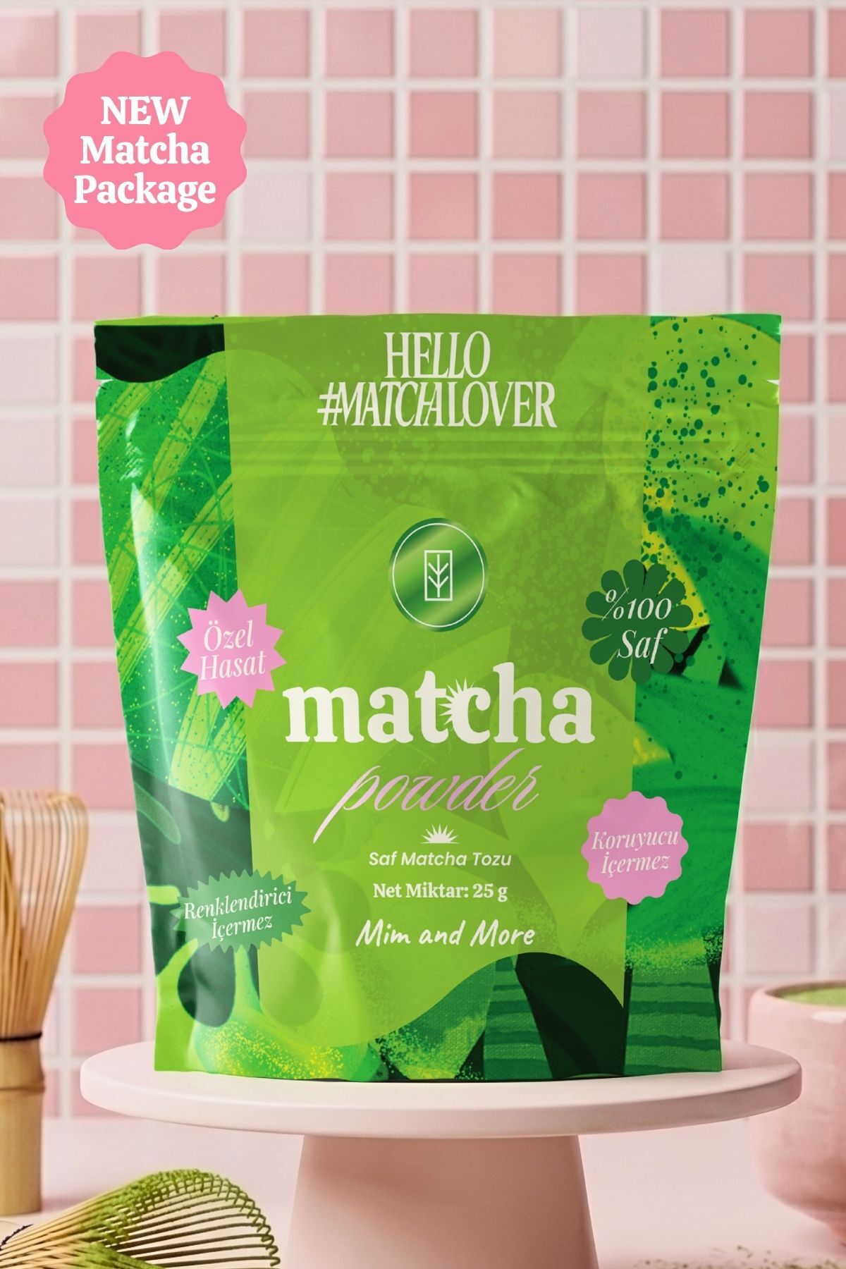 Mim and More Pure Matcha Powder - Saf Matcha Tozu Doypack, 25 gr