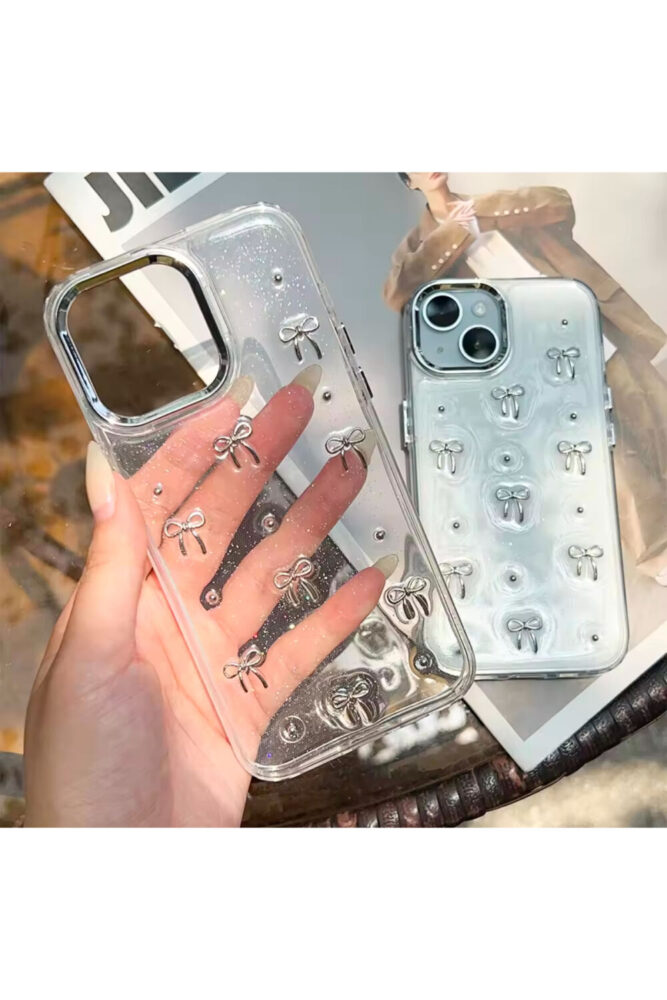 Go Aksesuar Iphone 13 - 14 - 15 Uyumlu Şeffaf Mini Fiyonk Epoksili Telefon Kılıfı - Görsel 3