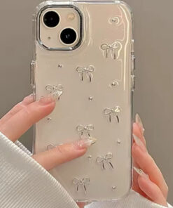 Go Aksesuar Iphone 13 - 14 - 15 Uyumlu Şeffaf Mini Fiyonk Epoksili Telefon Kılıfı