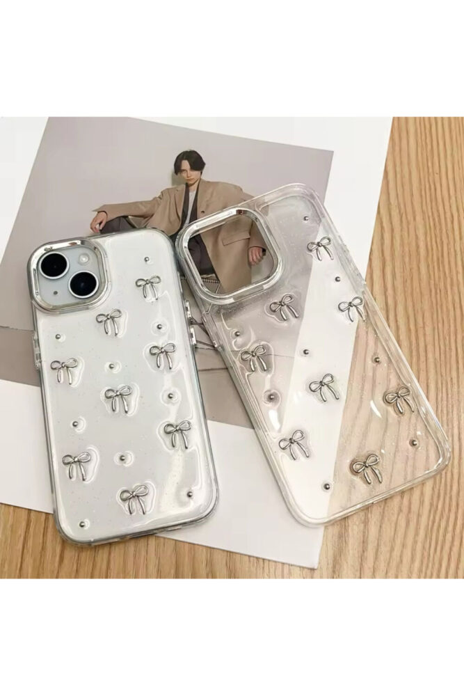 Go Aksesuar Iphone 13 - 14 - 15 Uyumlu Şeffaf Mini Fiyonk Epoksili Telefon Kılıfı - Görsel 2